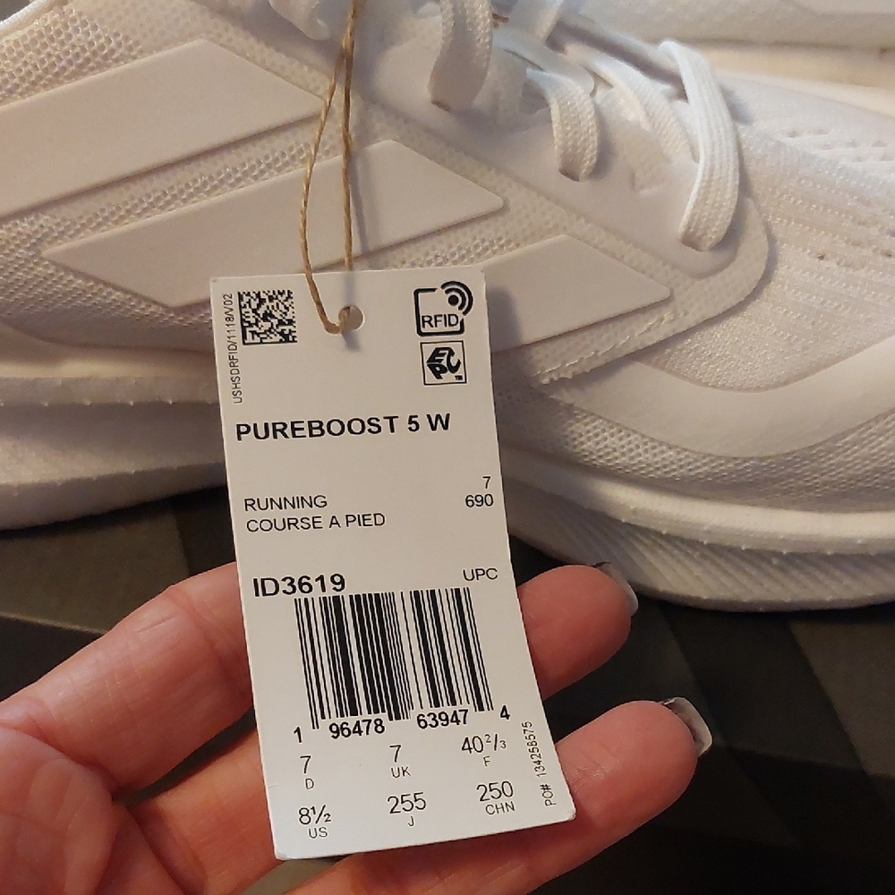 Adidas All-White Pureboost Size 8.5 NWT - Picture 6 of 7